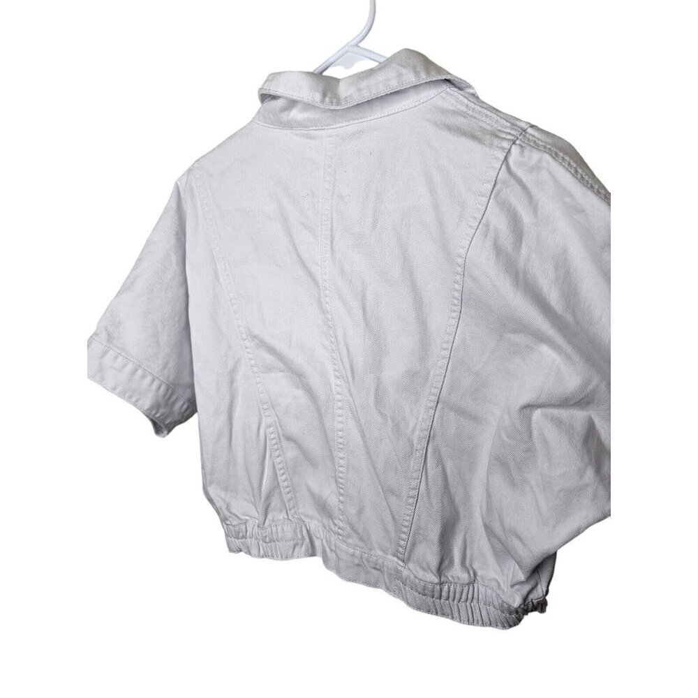 Habitual Denim Jacket Cropped Size S White Buttoned Up Short Sleeve - Picture 4 of 11